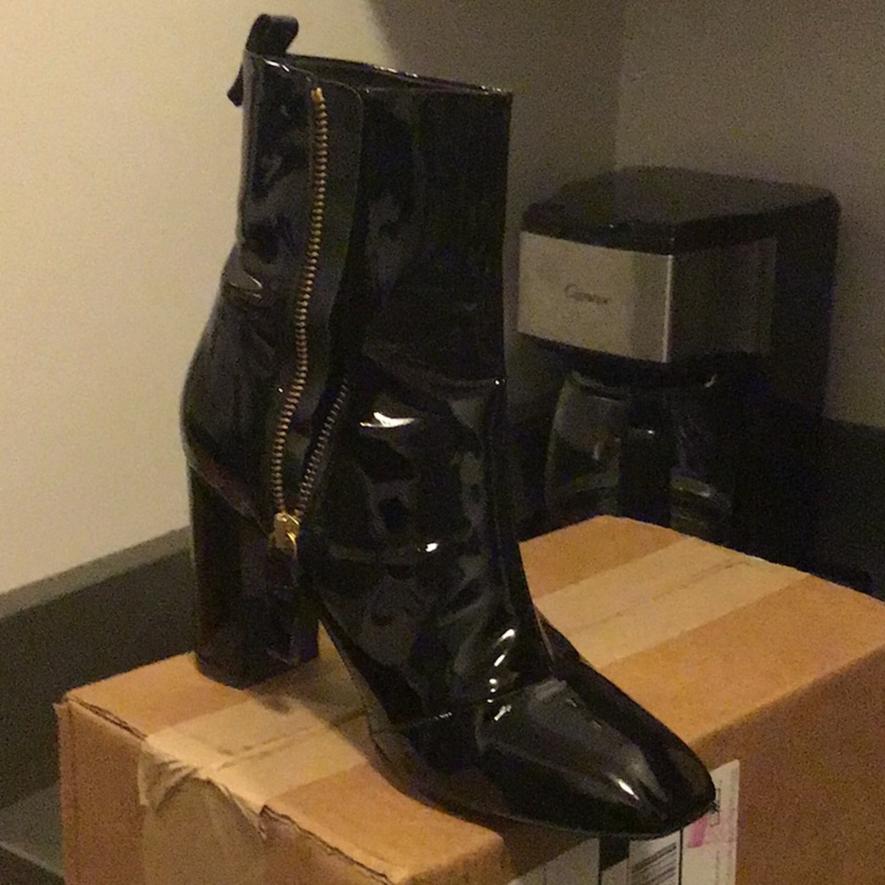 Black patent booties